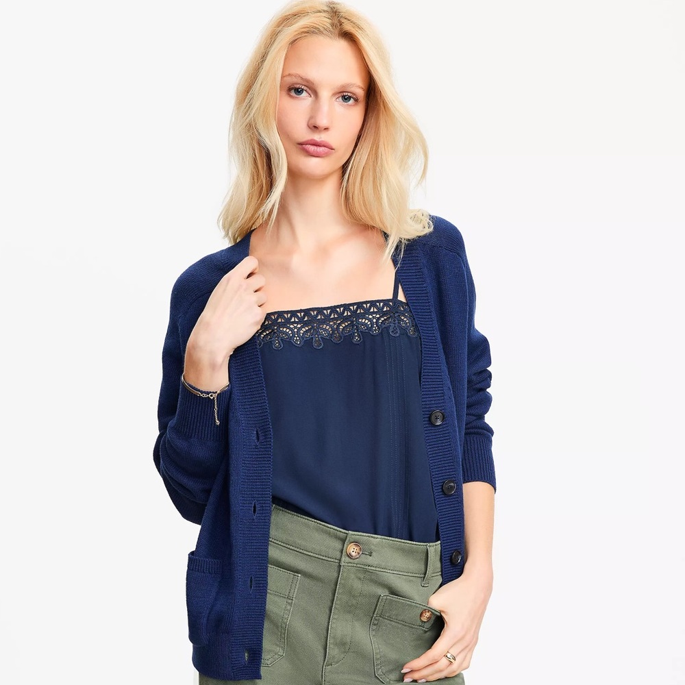 NWT V-Neck Pocket Cardigan in Sailor Navy